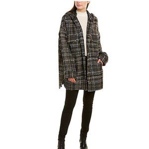 NWT The Kooples Hooded Tweed Oversized Jacket M